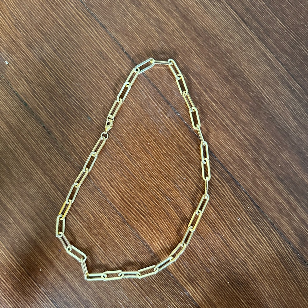 Large paperclip gold necklace